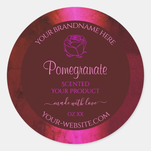 Shimmery Pink Red Marble Product Label Roos Flower (Voorkant)