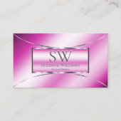 Shimmery Pink Silver Decor met Monogram en Logo Visitekaartje (Voorkant)