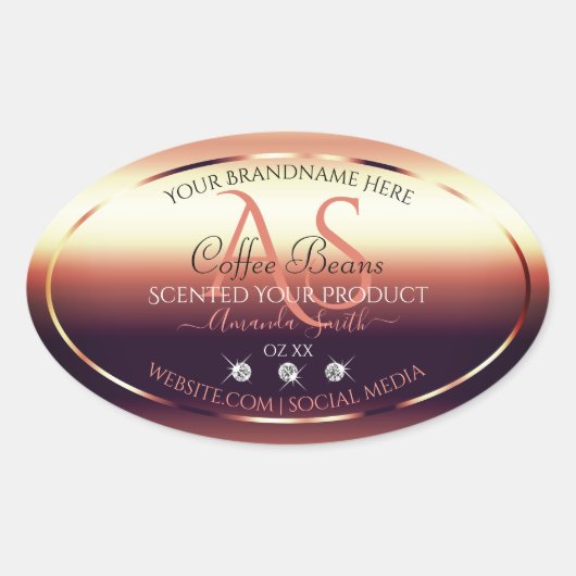 Shimmery Red Brown Product Labels joodse Initialen (Voorkant)