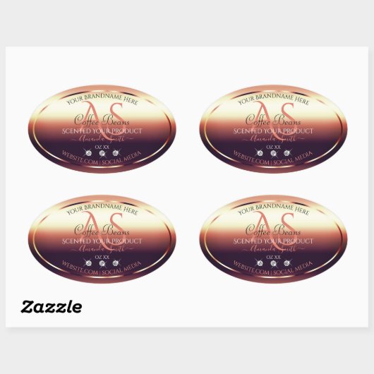 Shimmery Red Brown Product Labels joodse Initialen (Vel)