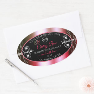 Shimmery Red Green Product Label Logo juwelen zwar