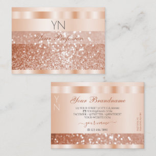 Shimmery Roos Gold Sparkle Glitter Monogram Luxe Visitekaartje