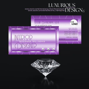 Shimmery Royal Paars met diamanten en Logo Glam Visitekaartje