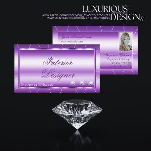 Shimmery Royal Paars met diamanten en Photo Luxe Visitekaartje