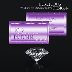 Shimmery Royal Paars met Diamonds Glamoureuze Luxe Visitekaartje