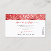 Shimmery Ruby Red Glitter Sparkle Stars Initialen Visitekaartje (Achterkant)