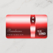 Shimmery Ruby Red Gradient Diamonds en Logo Visitekaartje (Voorkant)