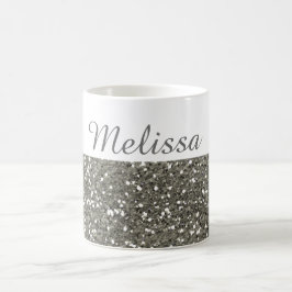 Shimmery Silver Glitter Mijn naam Koffiemok