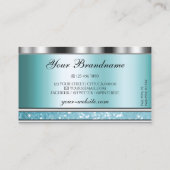 Shimmery Silver Sparking Blauwgroen Glitter met Lo Visitekaartje (Achterkant)