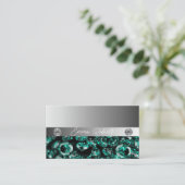 Shimmery Silver Sparkle Glitter Diamonds Visitekaartje (Staand voorkant)