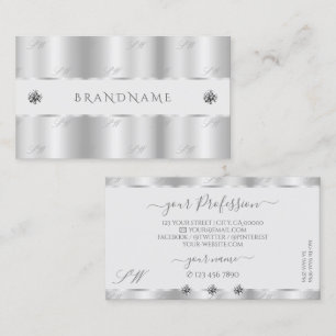 Shimmery Silver Sparkle Jewels Monogram Luxurious Visitekaartje