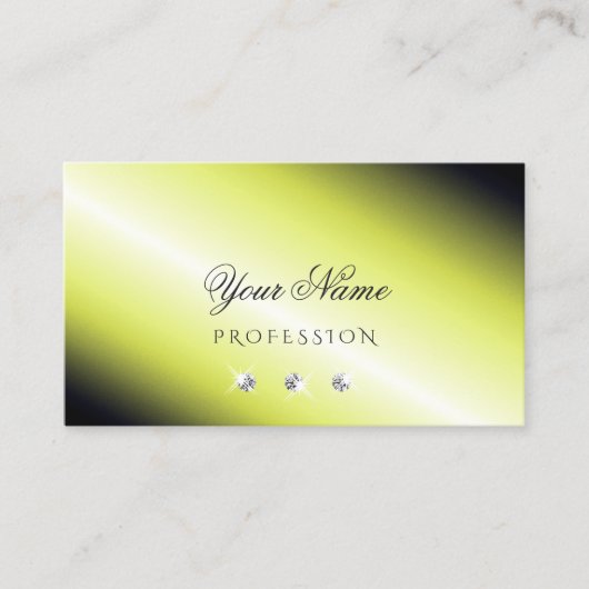 Shimmery Yellow Silver Sparking Diamonds Elegant Visitekaartje (Voorkant)