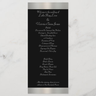 Shimmery Zilver & Zwart Gestreepte Boog Wedding Programma