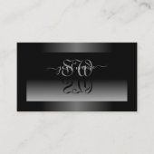 Shimmery Zwart Grijs Wit Verloop en Initialen Visitekaartje (Voorkant)