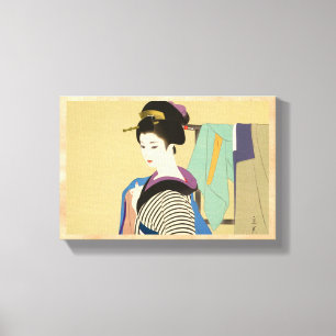 Shimura Tatsumi Twee Onderwerpen van Japanse Vrouw Canvas Afdruk