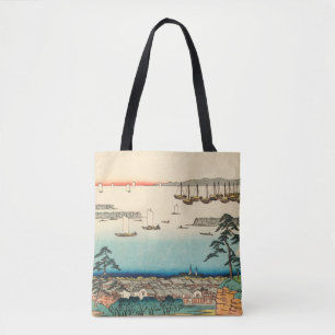 Shinagawa, Japan: Woodblock Print Tote Bag
