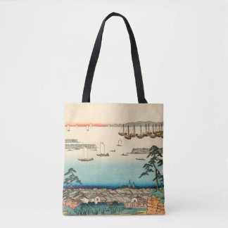 Shinagawa, Japan:  Woodblock Print Tote Bag