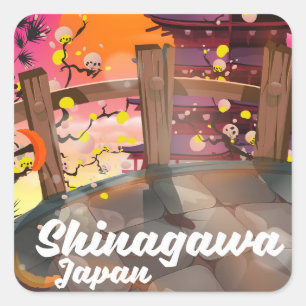 Shinagawa Japanse reisposter Vierkante Sticker