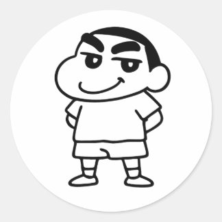 Shinchan Zwart-witte lijn kunst Ronde Sticker