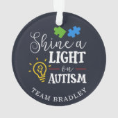 Shine A Light op Autisme Matching Team Custom Ornament (achterkant)