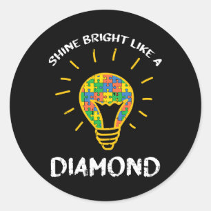 Shine Bright Autisme Awareness Cool Puzzel Kinder Ronde Sticker