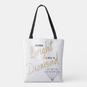 Shine Bright Diamond Script Zwart Wit Faux Gold Draagtas (Achterkant)