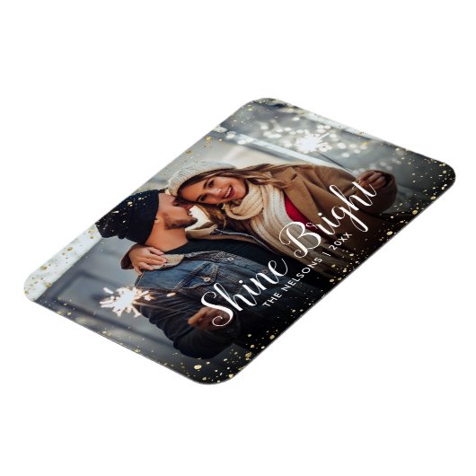 Shine Bright | Glitz faux glitter foto overlay Magneet (Linkerzijde)
