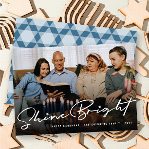 Shine Bright Handschrift Script Hanukkah Photo Feestdagenkaart