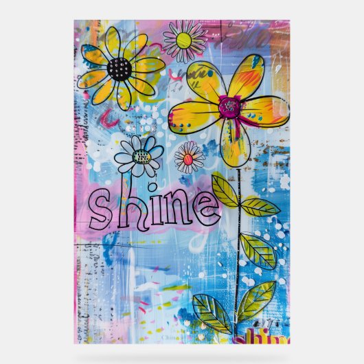 *~* Shine Bright – Kleurrijke grillige bloemkunst Acryl Bord (Voorkant)