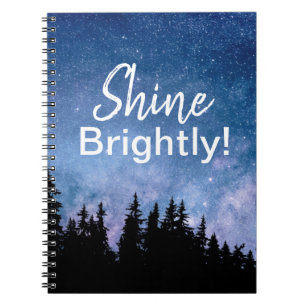 Shine Brightly Motivatie Quote Stars Sky Notitieboek
