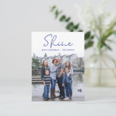 Shine Happy Hanoukka Blue Photo Holiday Carte post (Debout devant)