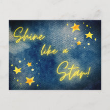 Shine Like Star Inspirerend Quote Waterverf Blu