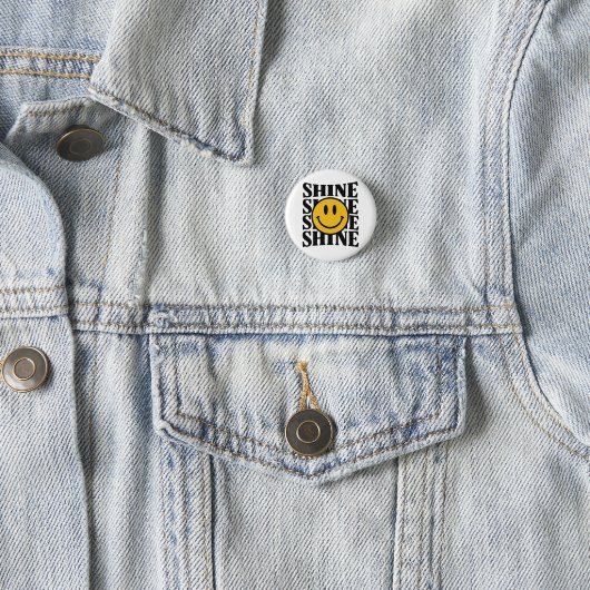 SHINE Retro Smiley Face Bold Typography Button (In situ)