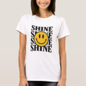 SHINE Retro Smiley Face Bold Typography T-Shirt (Voorkant)