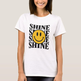 SHINE Retro Smiley Face Bold Typography T-Shirt