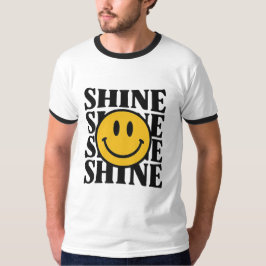 SHINE Retro Smiley Face Bold Typography T-Shirt
