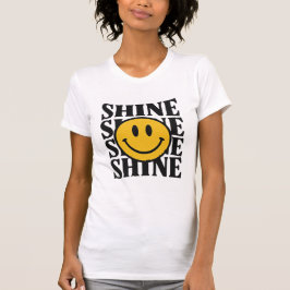 SHINE Retro Smiley Face Bold Typography T-Shirt