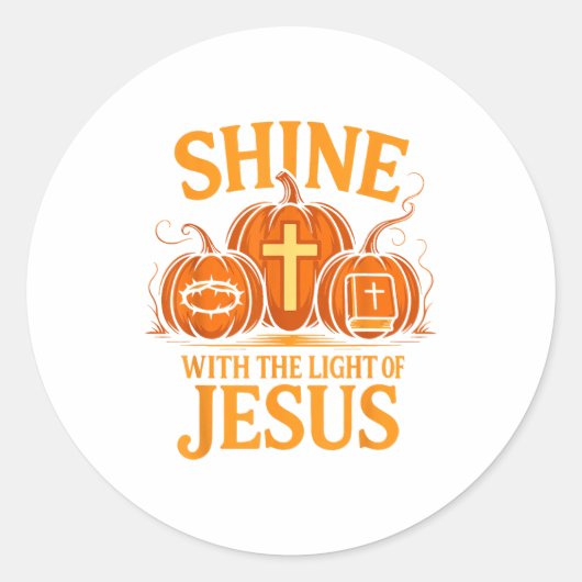 Shine With The Light Of Jesus Christian Halloween Ronde Sticker (Voorkant)