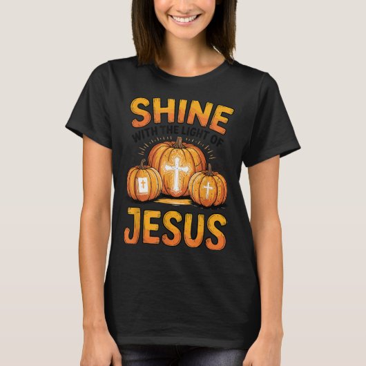 Shine With The Light Of Jesus Halloween Christian T-shirt (Voorkant)