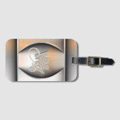 Shining Brushed Steel Monogram Bagagelabel (Voorkant (horizontaal))