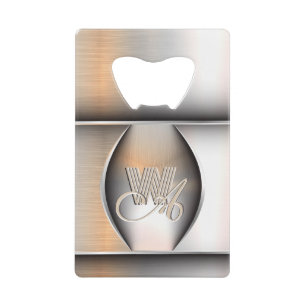 Shining Brushed Steel Monogram Kredietkaart Flessenopener