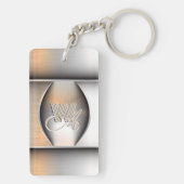 Shining Brushed Steel Monogram Sleutelhanger (achterkant)