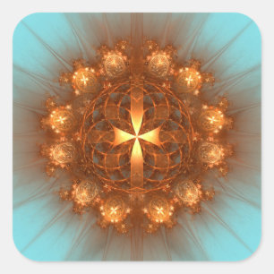 Shining Cross Mandala Vierkante Sticker