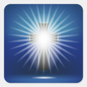 Shining Cross Vierkante Sticker (Voorkant)