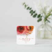 Shining Gold Floral Script Signature Monogram Vierkante Visitekaartje (Staand voorkant)