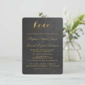 Shining Gold Foil Love Black Wedding Invitation (Debout devant)