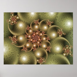Shining Golden Spiral Poster