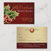 Shining Holly Berry certificat cadeau de Noël (Devant / Derrière)