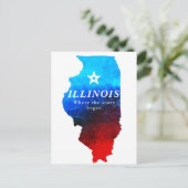 Shining Red Blue Glitter Map of State of Illinois Briefkaart (Staand voorkant)
