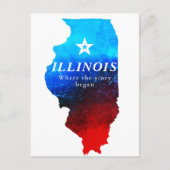 Shining Red Blue Glitter Map of State of Illinois Briefkaart (Voorkant)
